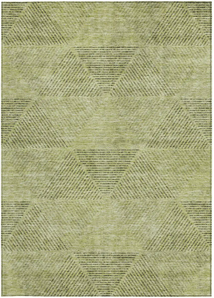 Artichoke Green And Fern Green Geometric Washable Indoor Outdoor Area Rug Photo 7