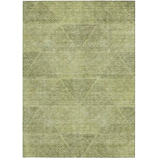 Artichoke Green And Fern Green Geometric Washable Indoor Outdoor Area Rug Photo 7