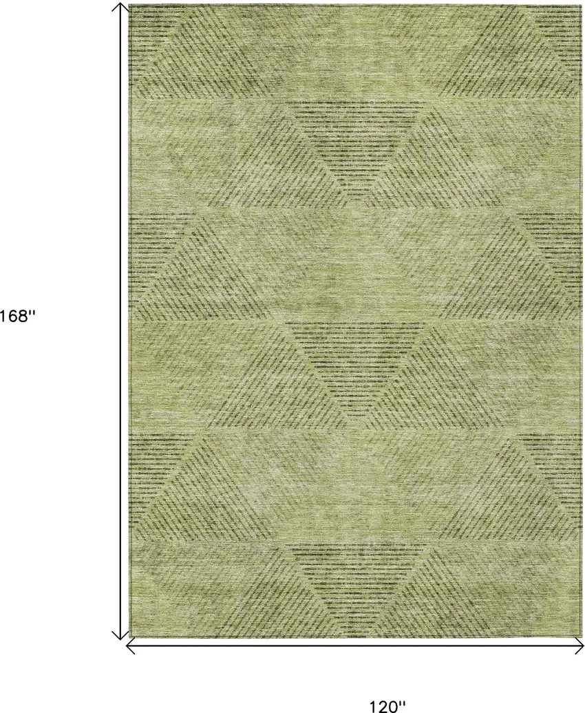 Artichoke Green And Fern Green Geometric Washable Indoor Outdoor Area Rug Photo 3