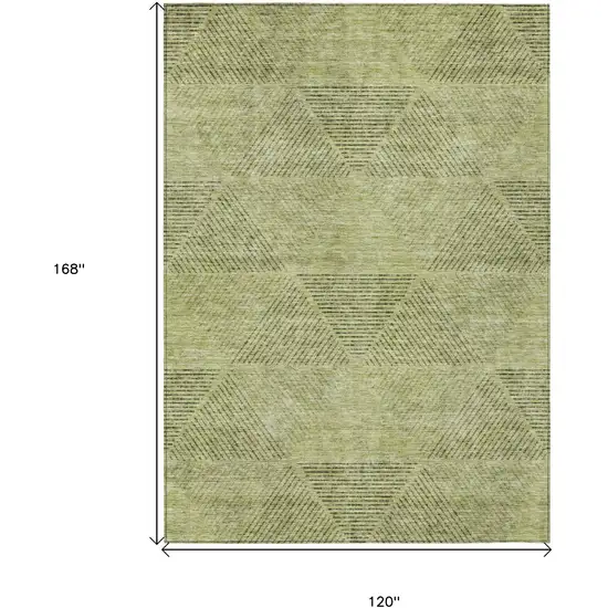 Artichoke Green And Fern Green Geometric Washable Indoor Outdoor Area Rug Photo 3