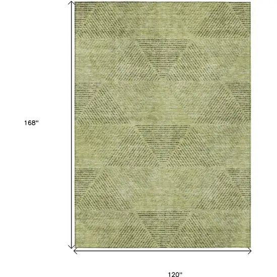 Artichoke Green And Fern Green Geometric Washable Indoor Outdoor Area Rug Photo 3