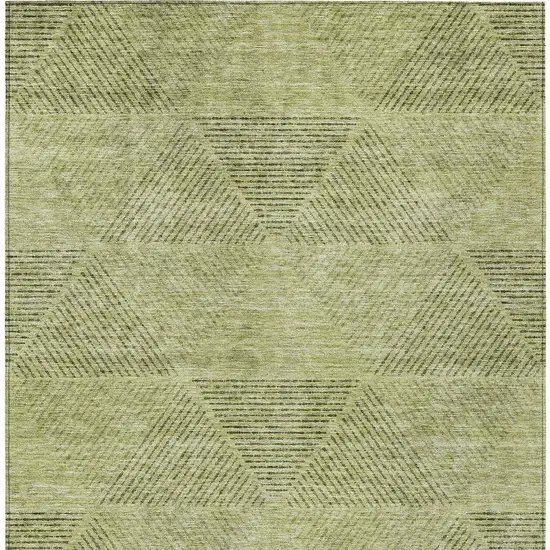 Artichoke Green And Fern Green Geometric Washable Indoor Outdoor Area Rug Photo 6