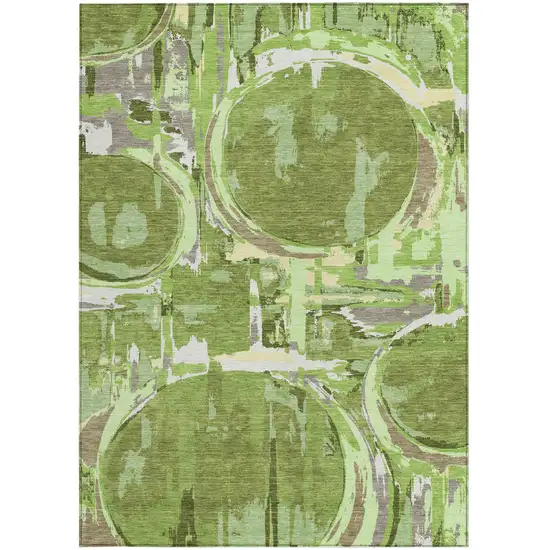 Artichoke Green And Fern Green Geometric Washable Indoor Outdoor Area Rug Photo 8