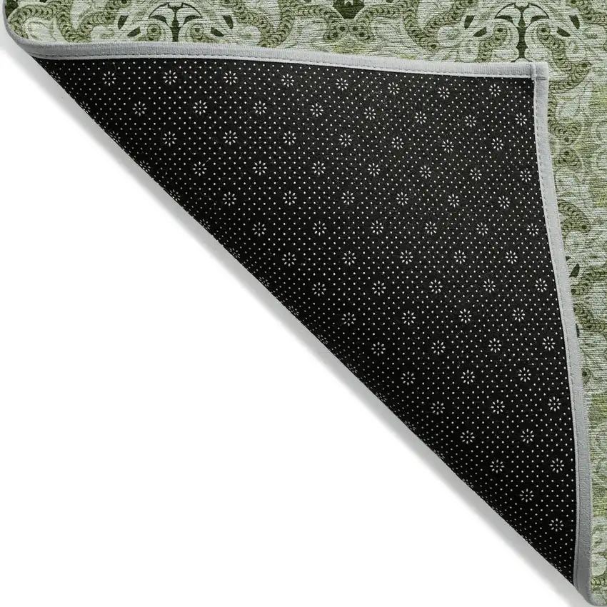 Artichoke Green And Fern Green Medallion Washable Indoor Outdoor Area Rug Photo 3