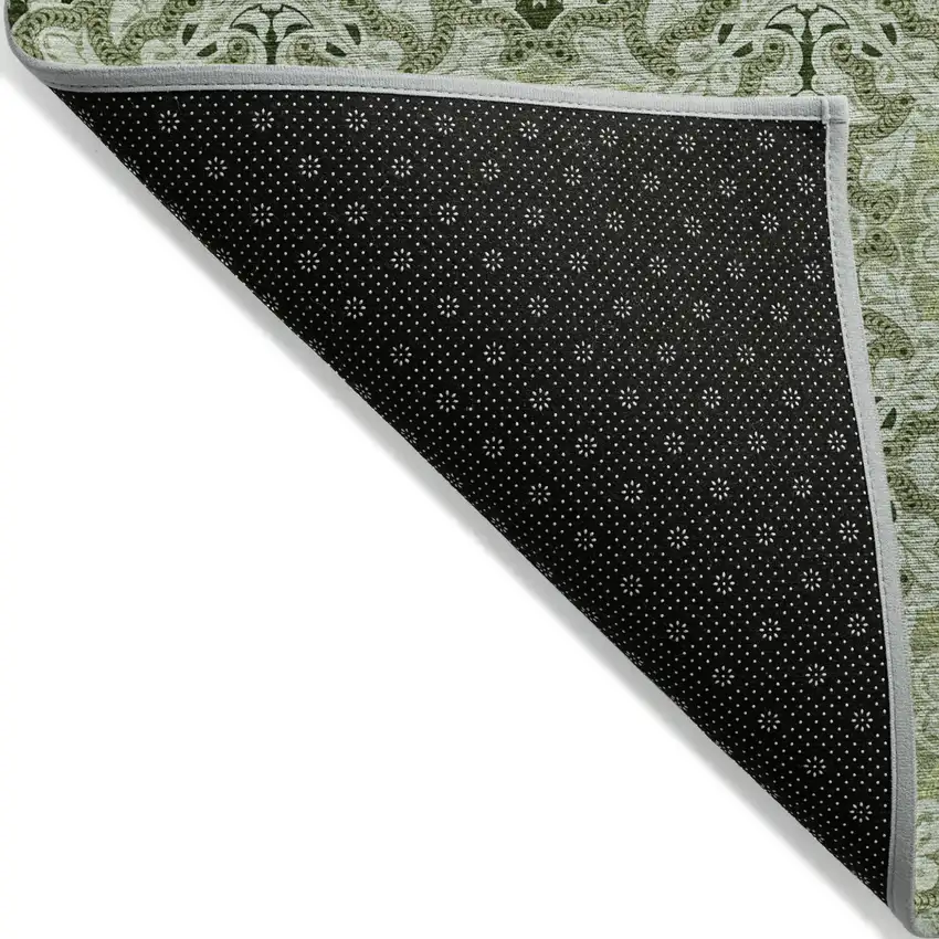 Artichoke Green And Fern Green Medallion Washable Indoor Outdoor Area Rug Photo 4