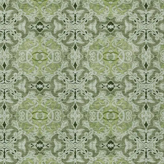 Artichoke Green And Fern Green Medallion Washable Indoor Outdoor Area Rug Photo 6