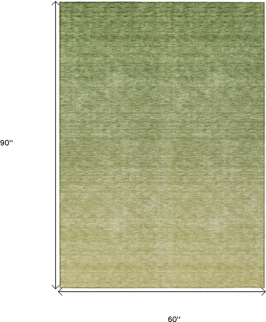 Artichoke Green And Fern Green Ombre Washable Indoor Outdoor Area Rug Photo 3