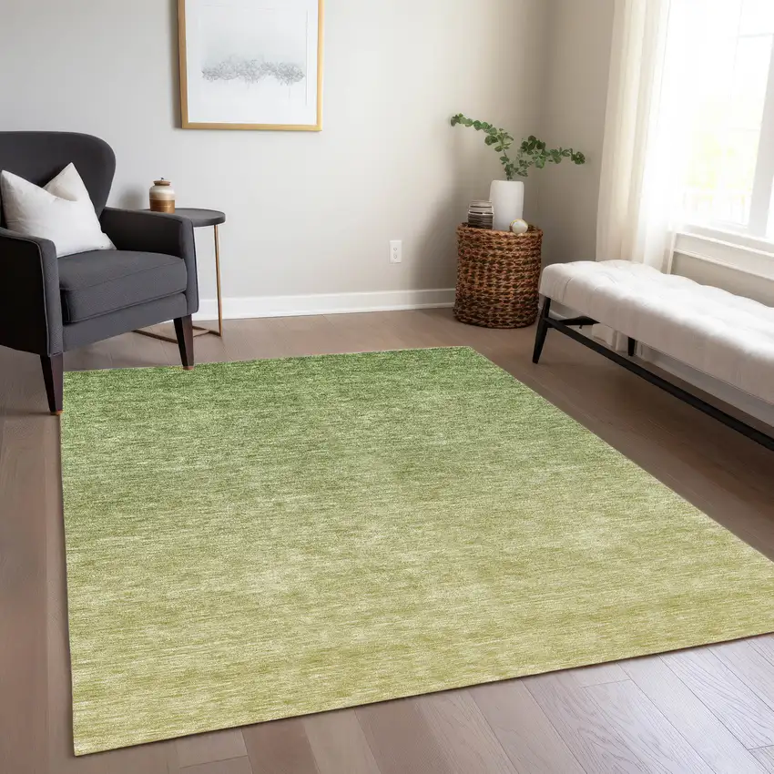 Artichoke Green And Fern Green Ombre Washable Indoor Outdoor Area Rug Photo 9