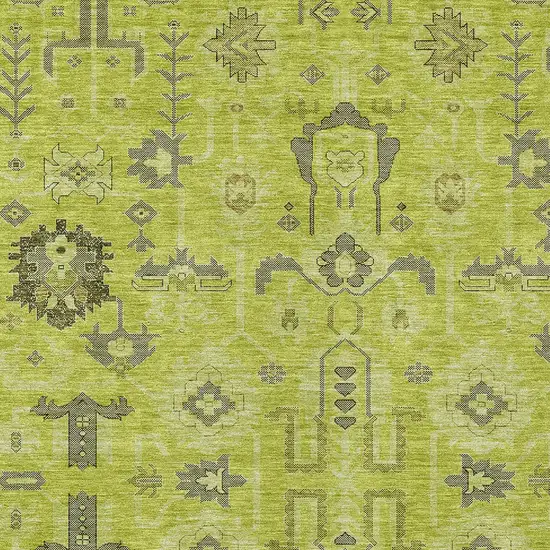 Artichoke Green And Fern Green Oriental Washable Indoor Outdoor Area Rug Photo 3