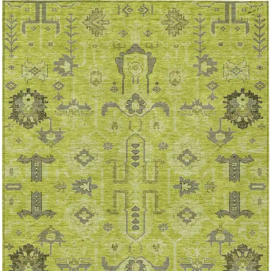 Artichoke Green And Fern Green Oriental Washable Indoor Outdoor Area Rug Photo 4