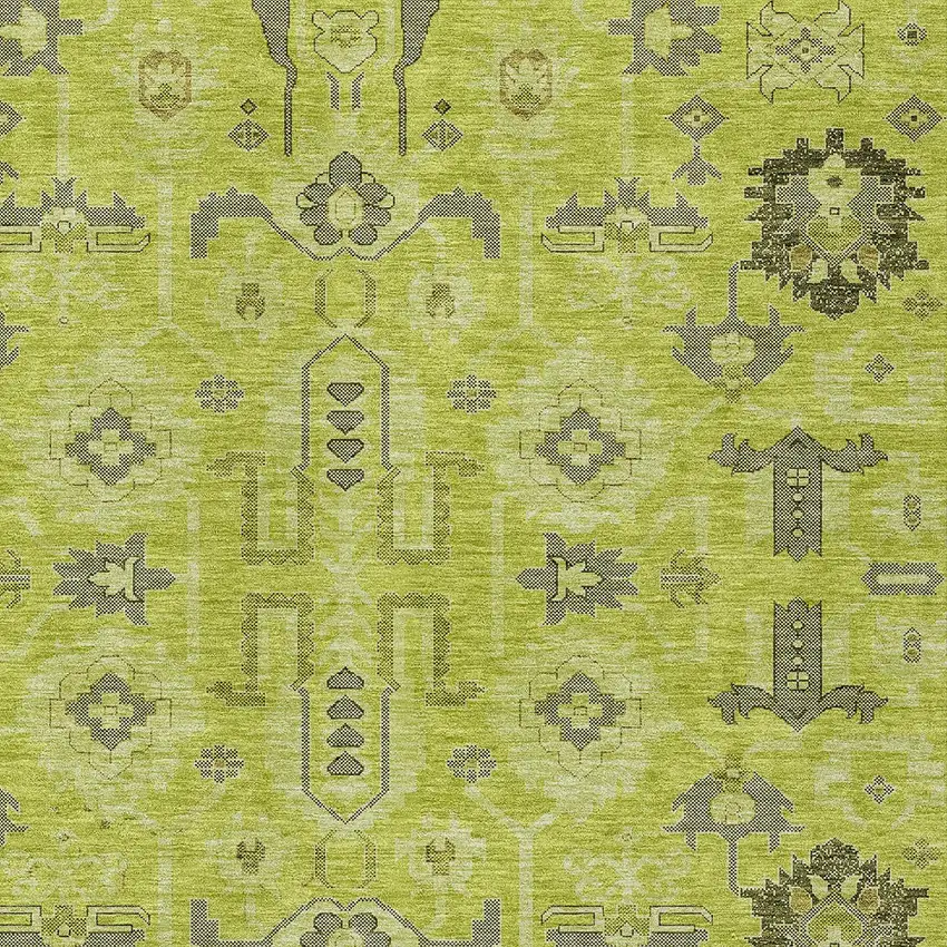 Artichoke Green And Fern Green Oriental Washable Indoor Outdoor Area Rug Photo 3