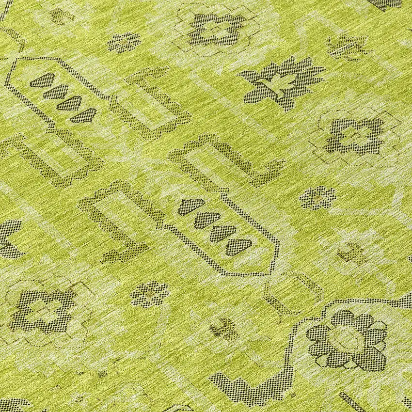 Artichoke Green And Fern Green Oriental Washable Indoor Outdoor Area Rug Photo 9