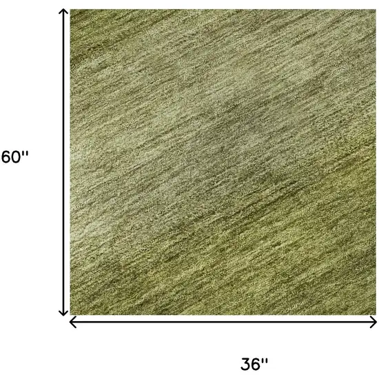 Artichoke Green And Fern Green Striped Washable Area Rug With UV Protection Photo 8