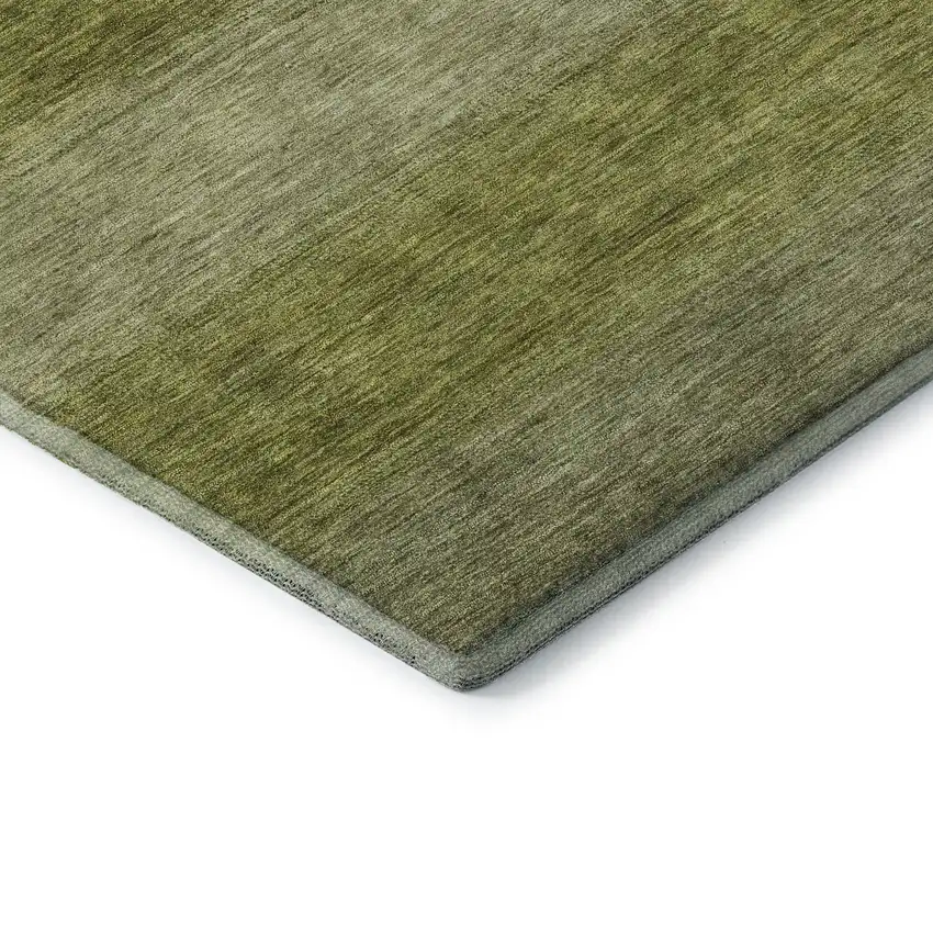 Artichoke Green And Fern Green Striped Washable Area Rug With UV Protection Photo 6