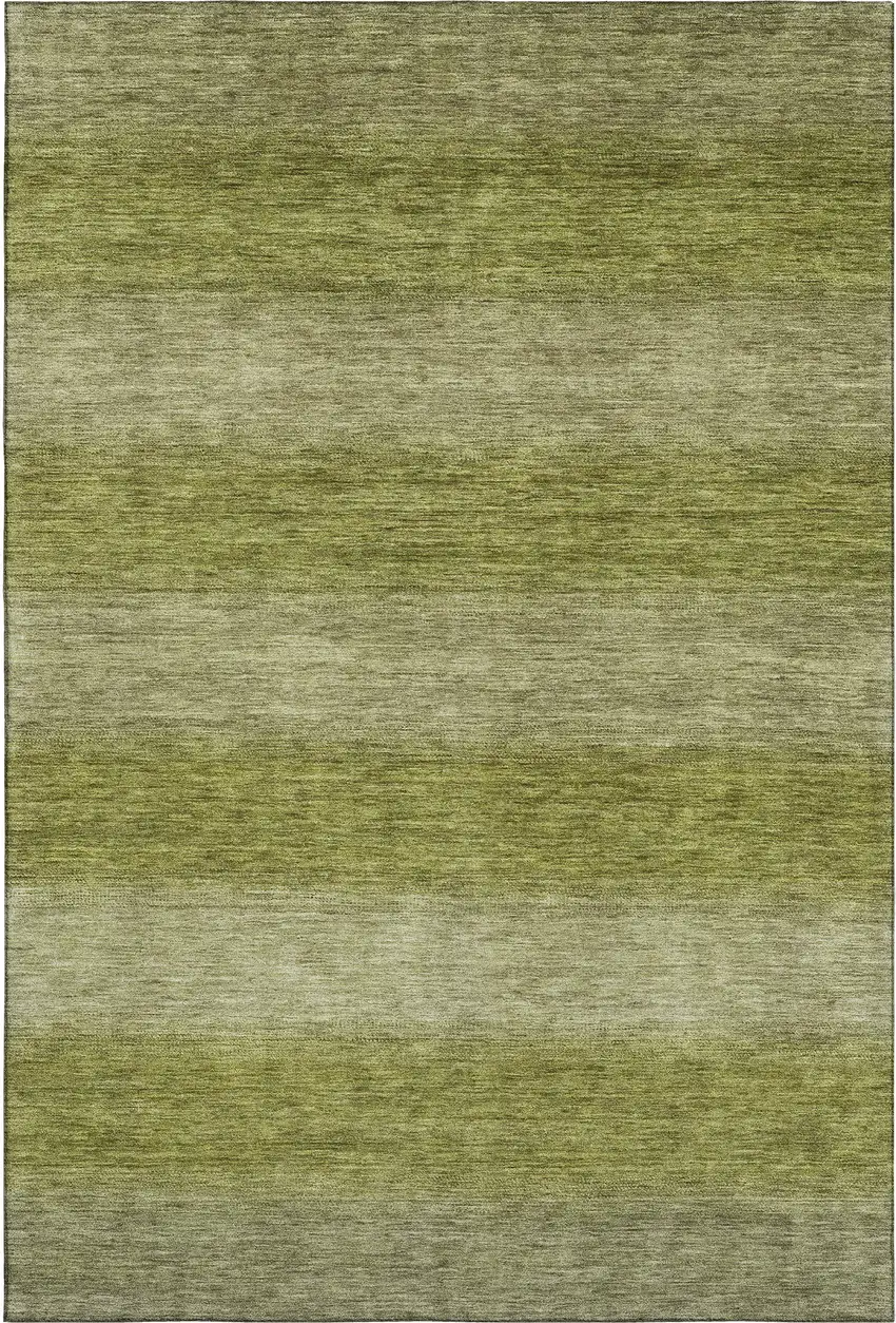 Artichoke Green And Fern Green Striped Washable Area Rug With UV Protection Photo 4