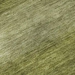 Photo of Artichoke Green And Fern Green Striped Washable Area Rug With UV Protection