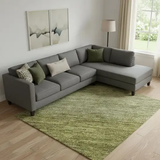 Artichoke Green And Fern Green Striped Washable Area Rug With UV Protection Photo 2