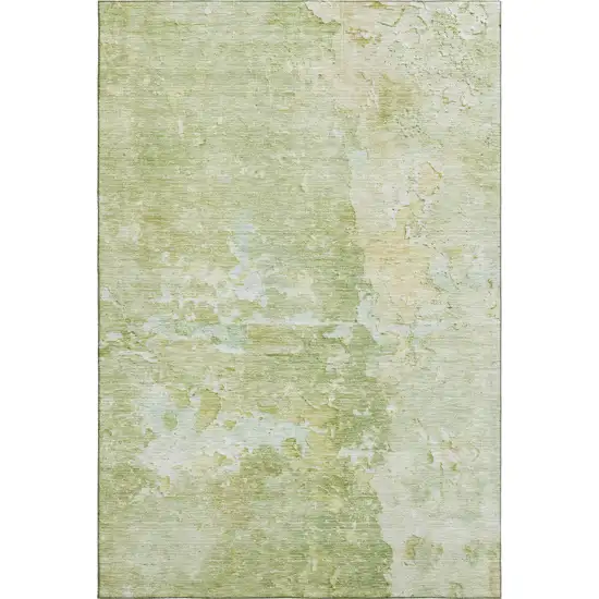 Artichoke Green And Gold Abstract Washable Area Rug With UV Protection Photo 1