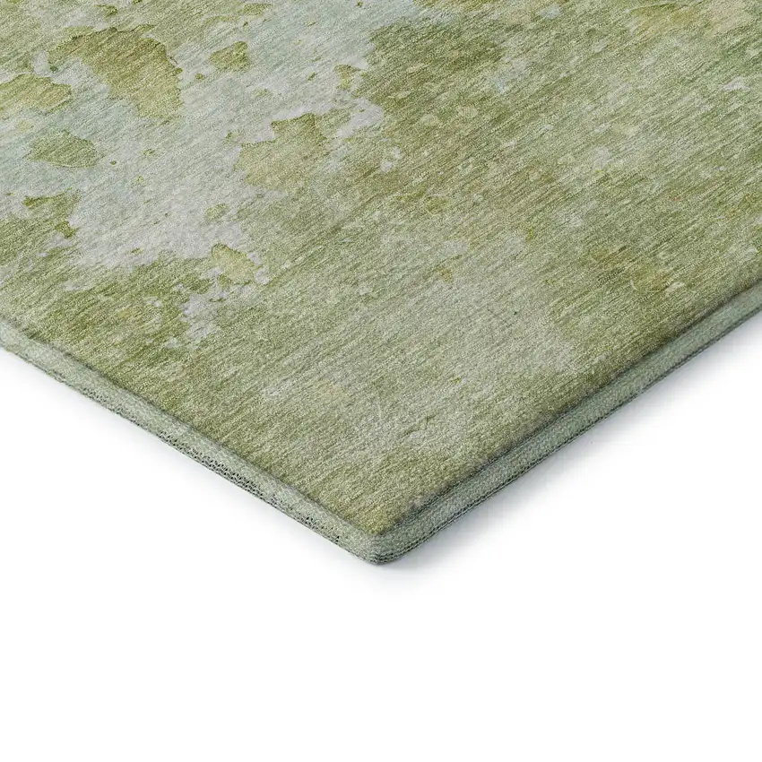 Artichoke Green And Gold Abstract Washable Area Rug With UV Protection Photo 7