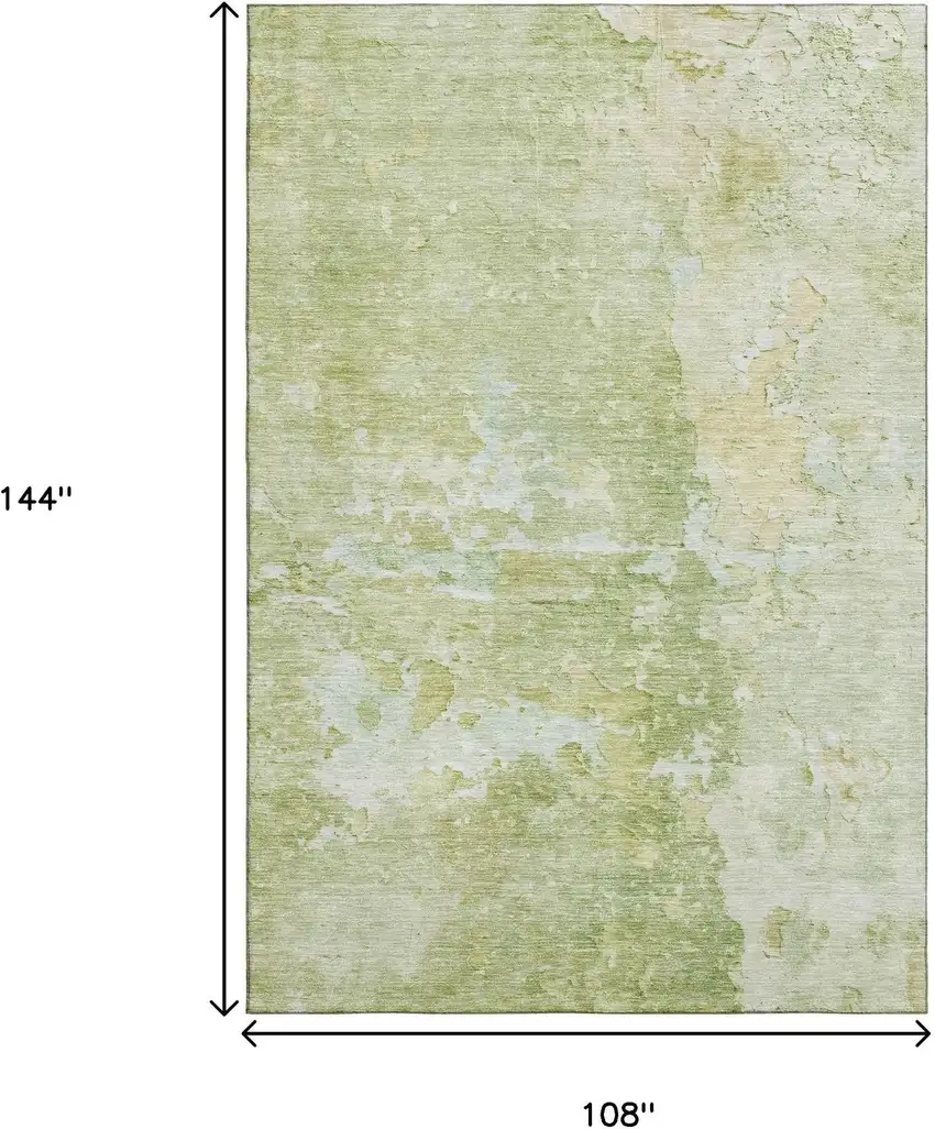 Artichoke Green And Gold Abstract Washable Area Rug With UV Protection Photo 9