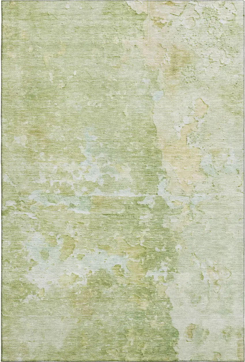 Artichoke Green And Gold Abstract Washable Area Rug With UV Protection Photo 1