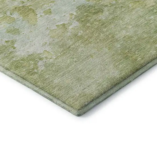 Artichoke Green And Gold Abstract Washable Area Rug With UV Protection Photo 5