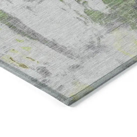 Artichoke Green And Gold Abstract Washable Indoor Outdoor Area Rug Photo 9