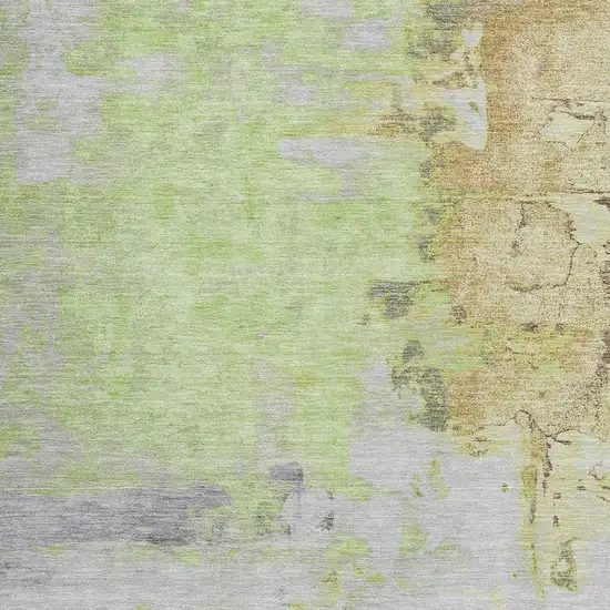 Artichoke Green And Gold Abstract Washable Indoor Outdoor Area Rug Photo 3