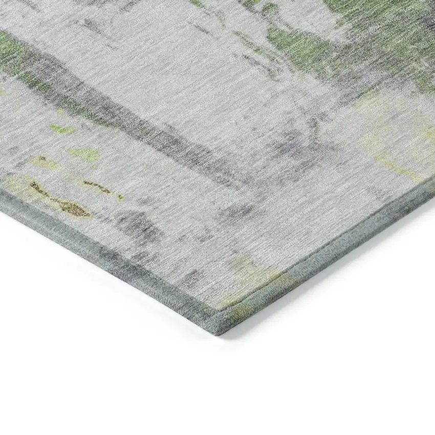 Artichoke Green And Gold Abstract Washable Indoor Outdoor Area Rug Photo 9