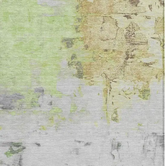 Artichoke Green And Gold Abstract Washable Indoor Outdoor Area Rug Photo 3