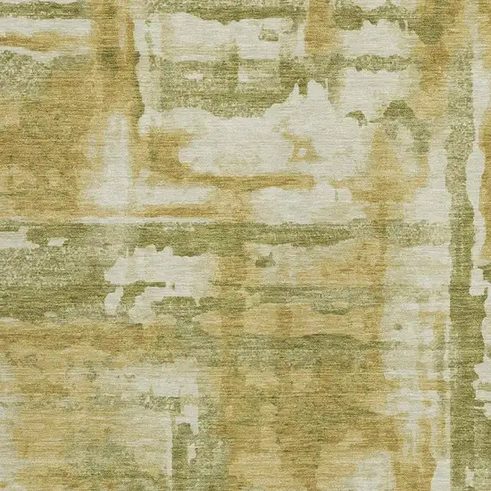 Artichoke Green And Gold Abstract Washable Indoor Outdoor Area Rug Photo 3