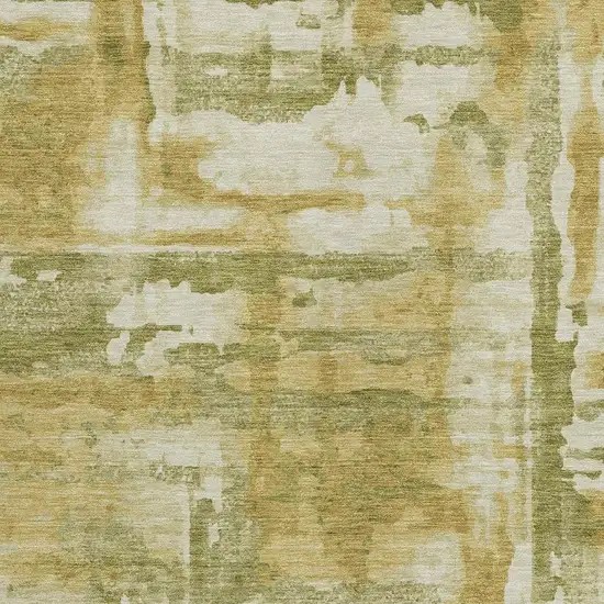 Artichoke Green And Gold Abstract Washable Indoor Outdoor Area Rug Photo 3