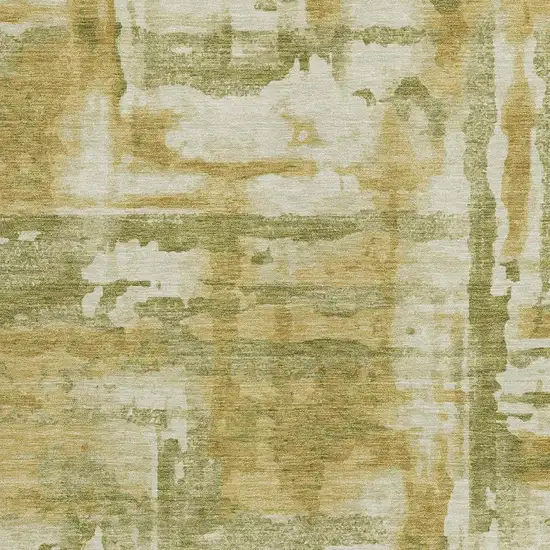 Artichoke Green And Gold Abstract Washable Indoor Outdoor Area Rug Photo 3
