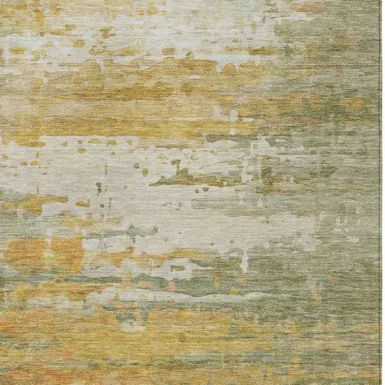 Artichoke Green And Gold Abstract Washable Indoor Outdoor Area Rug Photo 3
