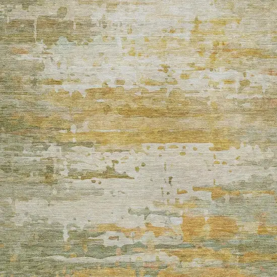 Artichoke Green And Gold Abstract Washable Indoor Outdoor Area Rug Photo 3