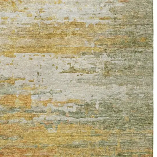Artichoke Green And Gold Abstract Washable Indoor Outdoor Area Rug Photo 8