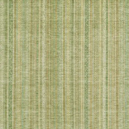 Artichoke Green And Gold Striped Washable Area Rug With UV Protection Photo 2