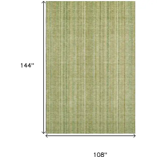 Artichoke Green And Gold Striped Washable Area Rug With UV Protection Photo 9