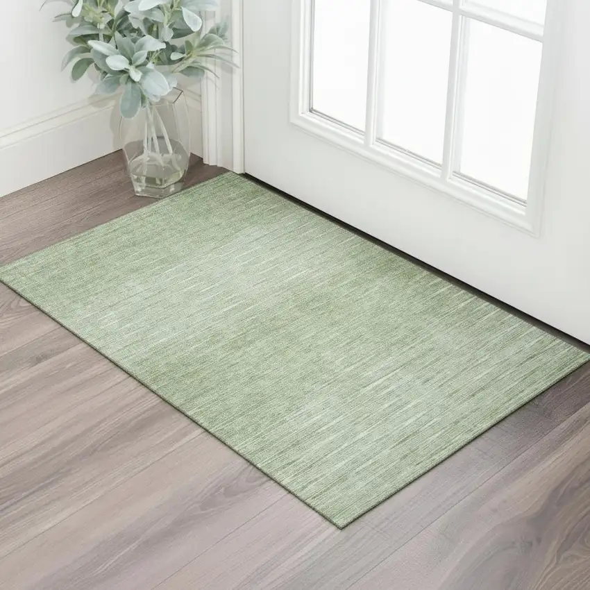Artichoke Green And Gray Abstract Washable Area Rug With UV Protection Photo 1