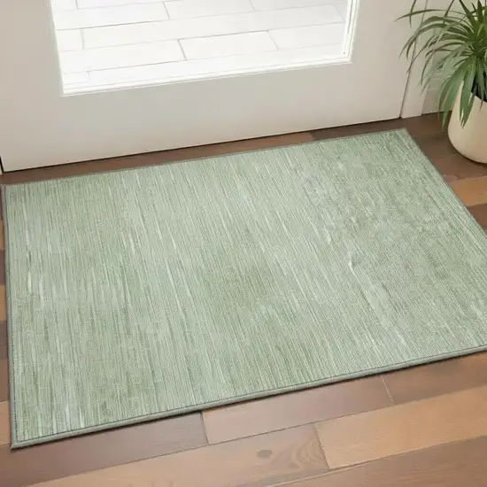Artichoke Green And Gray Abstract Washable Area Rug With UV Protection Photo 2