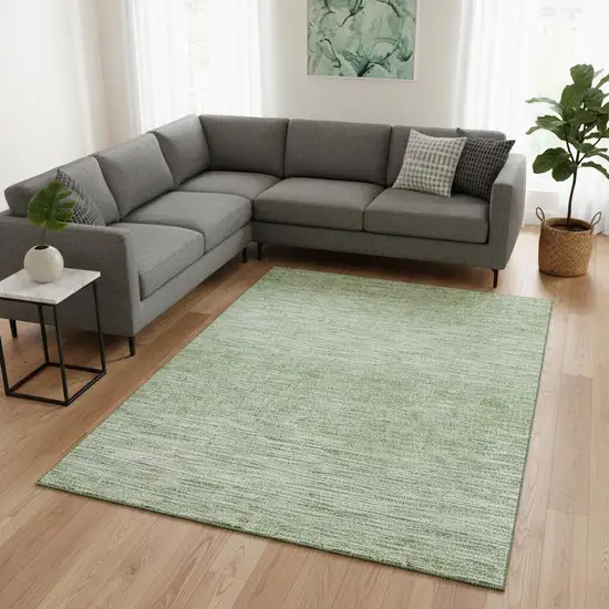 Artichoke Green And Gray Abstract Washable Area Rug With UV Protection Photo 2