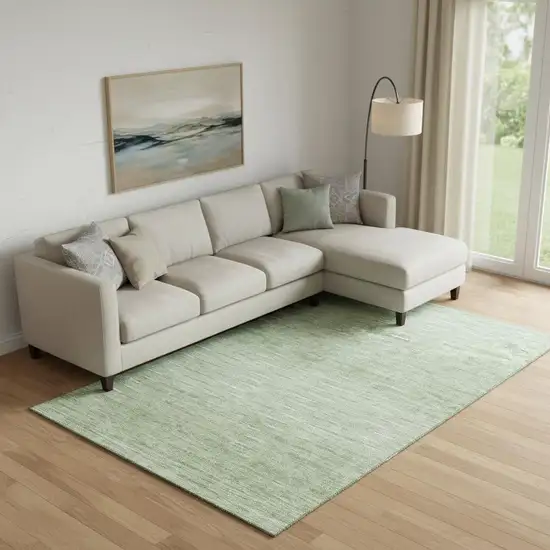 Artichoke Green And Gray Abstract Washable Area Rug With UV Protection Photo 1