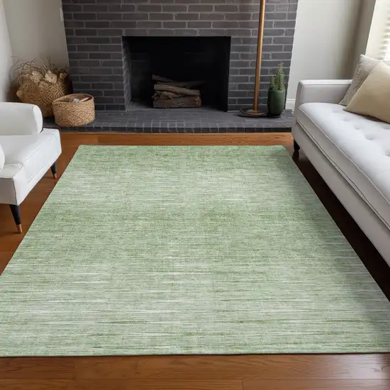 Artichoke Green And Gray Abstract Washable Area Rug With UV Protection Photo 5