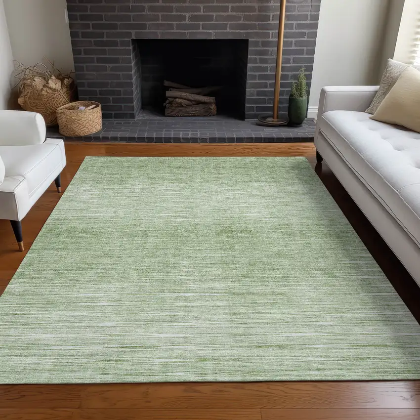 Artichoke Green And Gray Abstract Washable Area Rug With UV Protection Photo 5