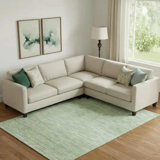 Artichoke Green And Gray Abstract Washable Area Rug With UV Protection Photo 1