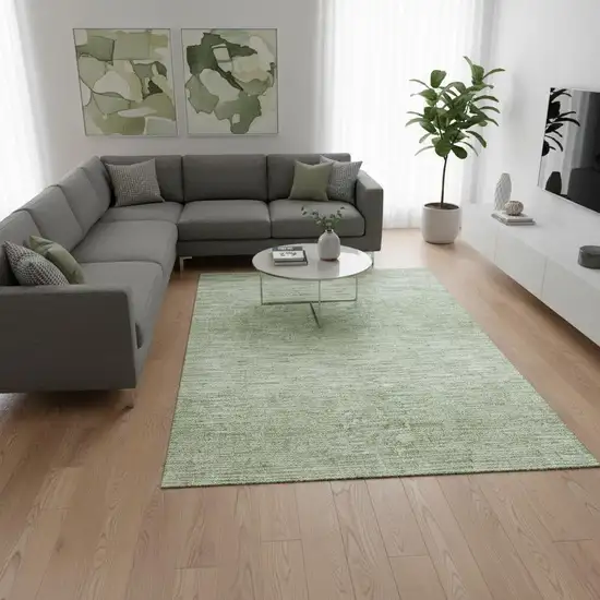 Artichoke Green And Gray Abstract Washable Area Rug With UV Protection Photo 2