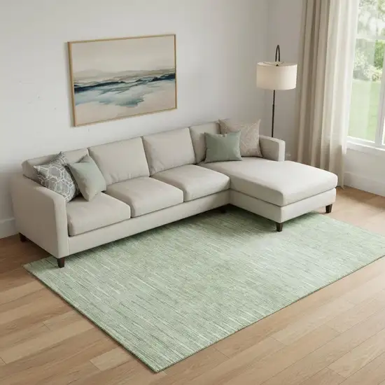 Artichoke Green And Gray Abstract Washable Area Rug With UV Protection Photo 1