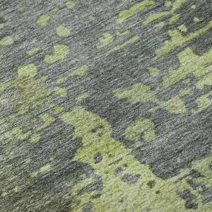 Photo of Artichoke Green And Gray Abstract Washable Area Rug With UV Protection