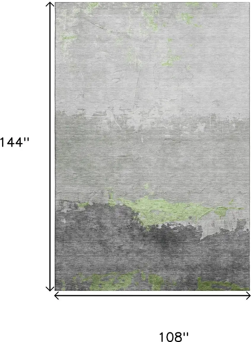 Artichoke Green And Gray Abstract Washable Area Rug With UV Protection Photo 9