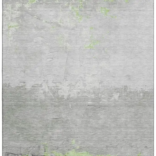 Artichoke Green And Gray Abstract Washable Area Rug With UV Protection Photo 3